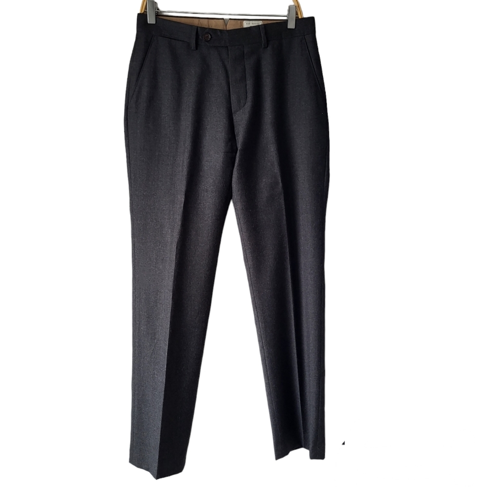 Club Monaco dark grey wool Kennedy Fit button fly straight trouser pant Sz 30/32